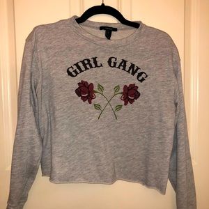 Gray Long Sleeve Crop Top
